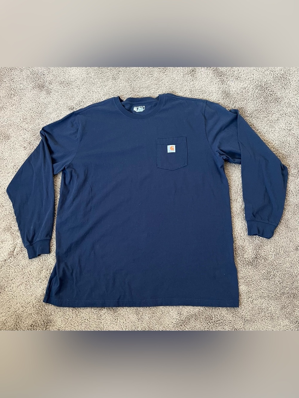 Carhartt Navy Loose Fit Long Sleeve Pocket Shirt 2XL Tall
